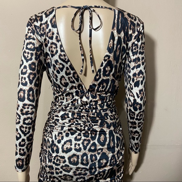 Cheetah Print Maxi Dress with Ruched Side - Picture 11 of 14